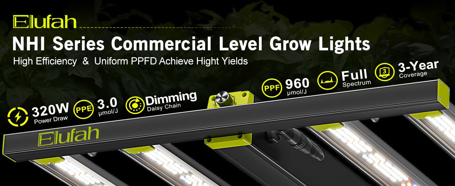 Elufah NHI3200 - 33 320 Watt LED Grow Light 3x3 Commercial Full Spectrum - Green Thumb Depot