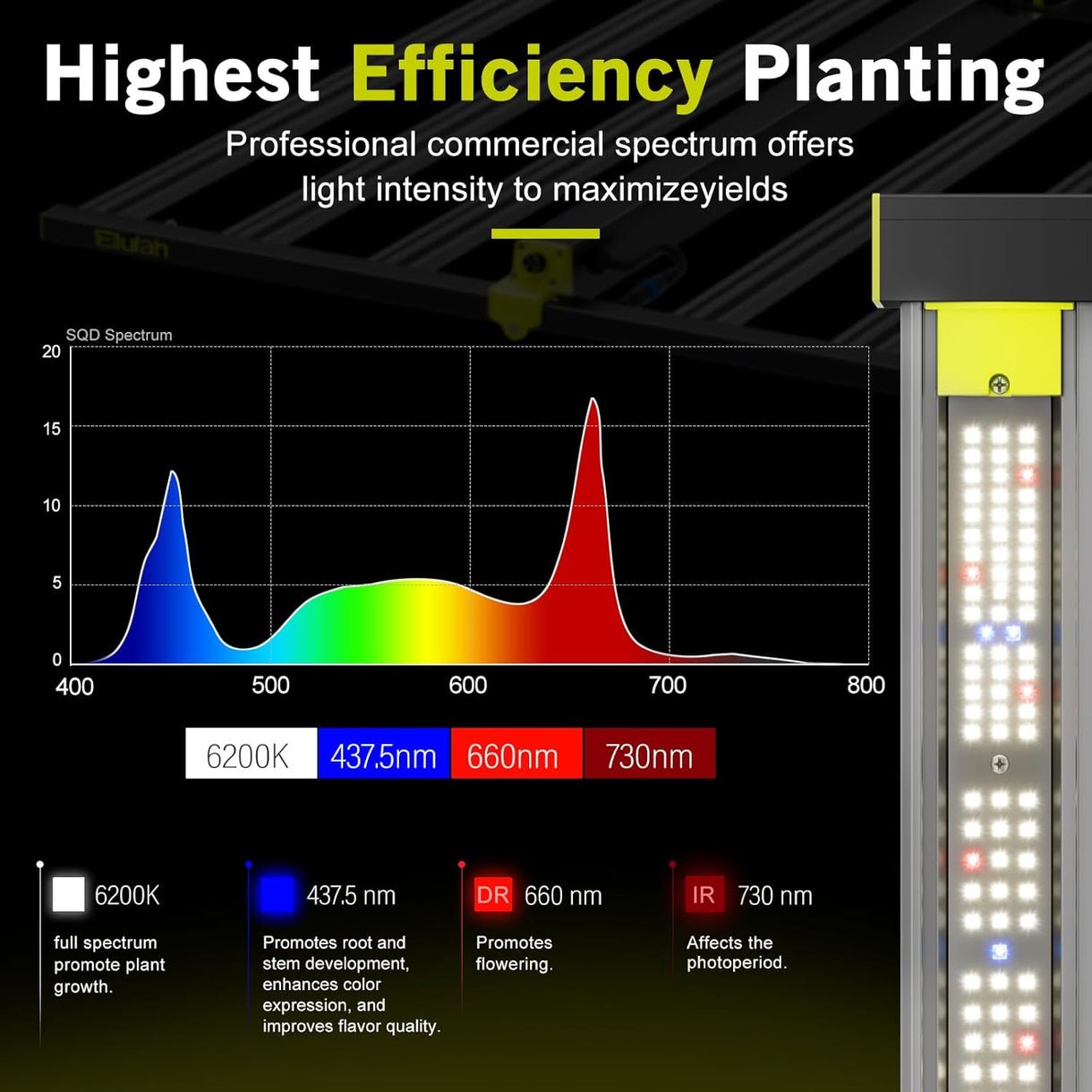 Elufah NHI3200 - 33 320 Watt LED Grow Light 3x3 Commercial Full Spectrum - Green Thumb Depot