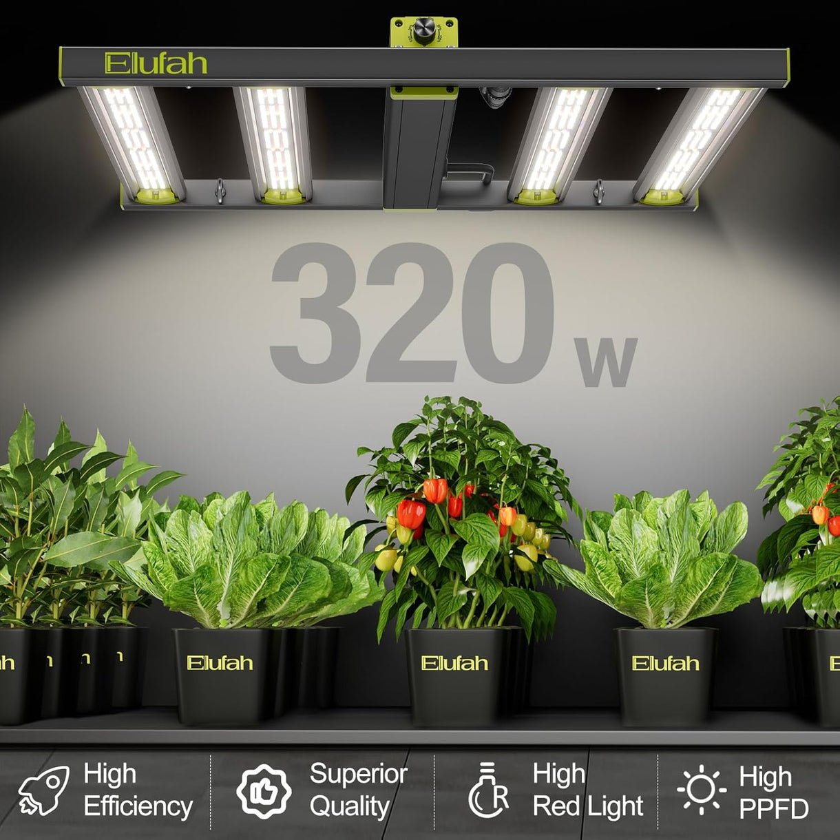 Elufah NHI3200 - 33 320 Watt LED Grow Light 3x3 Commercial Full Spectrum - Green Thumb Depot