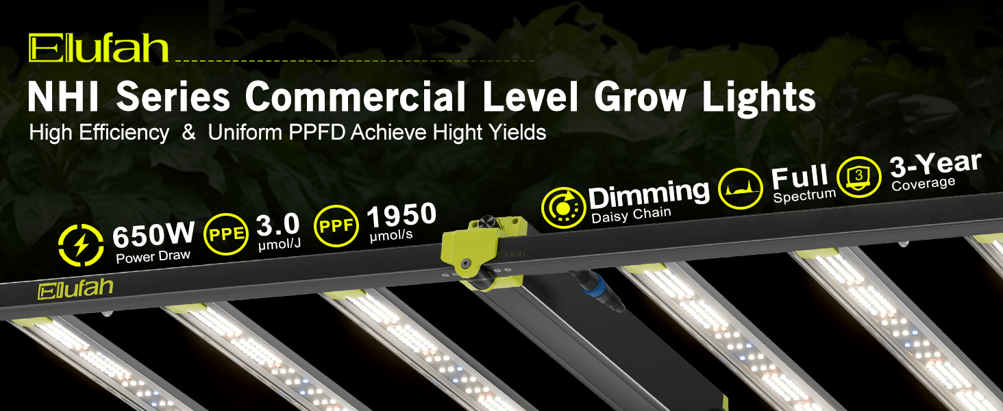 Elufah NHI6500 650 Watt LED Grow Light 4x4 Commercial - Green Thumb Depot