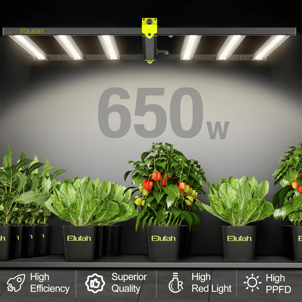 Elufah NHI6500 650 Watt LED Grow Light 4x4 Commercial - Green Thumb Depot