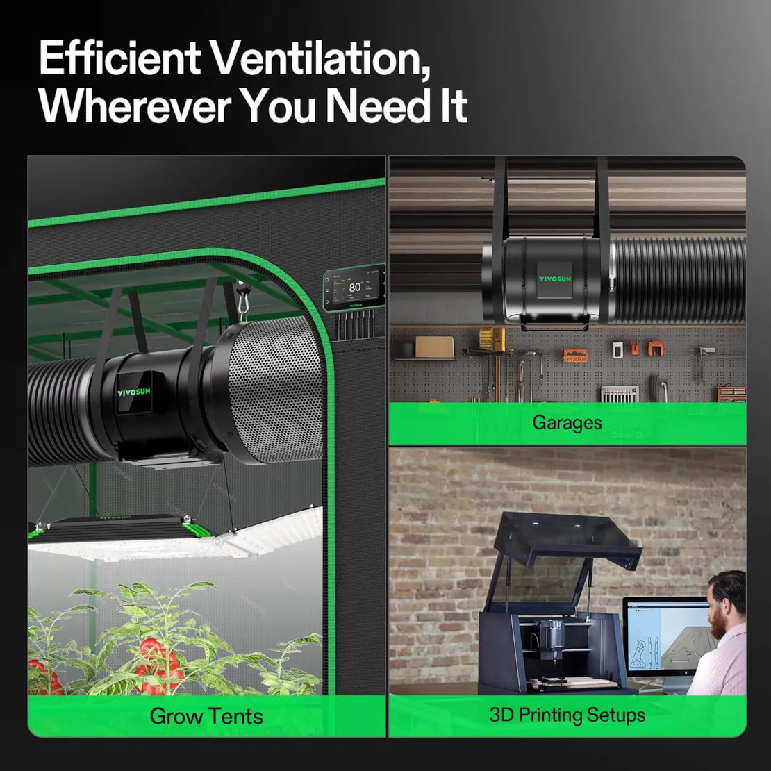 Vivosun Smart Air Filtration PRO G8 Kit 8", AeroZesh G8 Inline Duct Fan w/GrowHub E42A+ Temperature Humidity WiFi-Controller, Carbon Filter & Ducting, Cooling & Ventilation for Grow Tent, Hydroponics