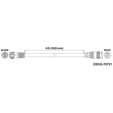 Fluence DC Extension Cable 6ft – M19 Push-Lock 2-Pin Female to 2-Pin Male