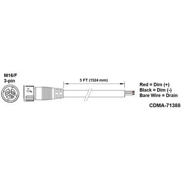 Fluence PSU1/PSE2 DC Dimming Signal Cable 5ft – Pigtail to M16 Push - Lock Connector - Green Thumb Depot