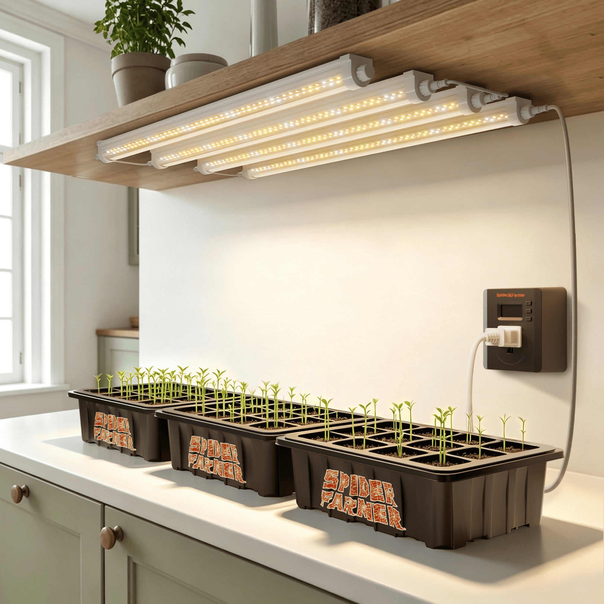 Spider Farmer Pro GlowBar 3FT Full Spectrum LED Grow Light Strips for Indoor Plants, IP65 Waterproof, Linkable, Energy-Efficient & Easy Install, Ideal for Plant Stand & Greenhouse (8 Pack)