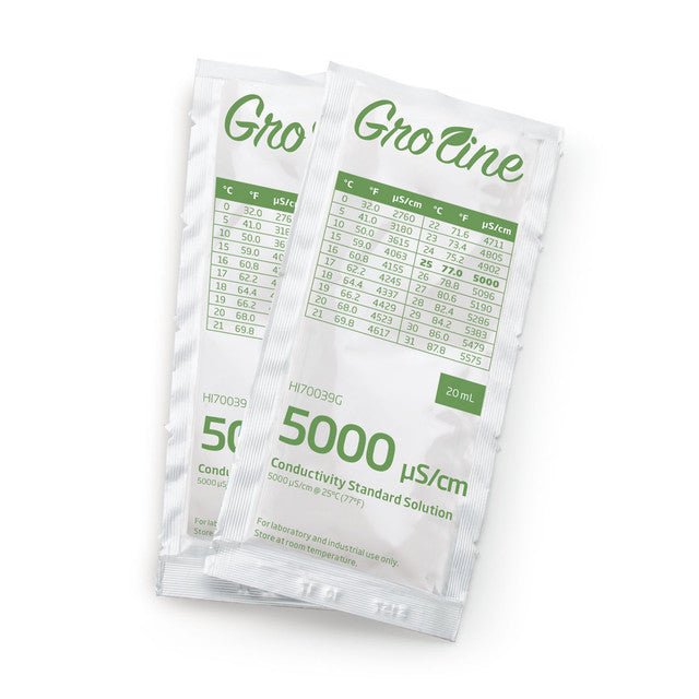 GroLine 5000 uS/cm Conductivity Standard Sachets, 20 mL (25 pcs.) - Green Thumb Depot