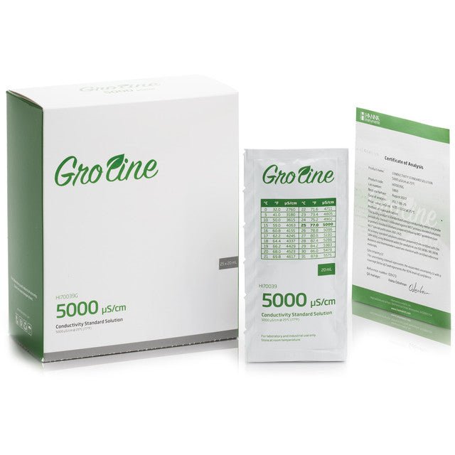 GroLine 5000 uS/cm Conductivity Standard Sachets, 20 mL (25 pcs.) - Green Thumb Depot