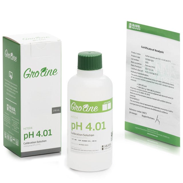 GroLine pH 4.01 Calibration Buffer (230 mL) - Green Thumb Depot