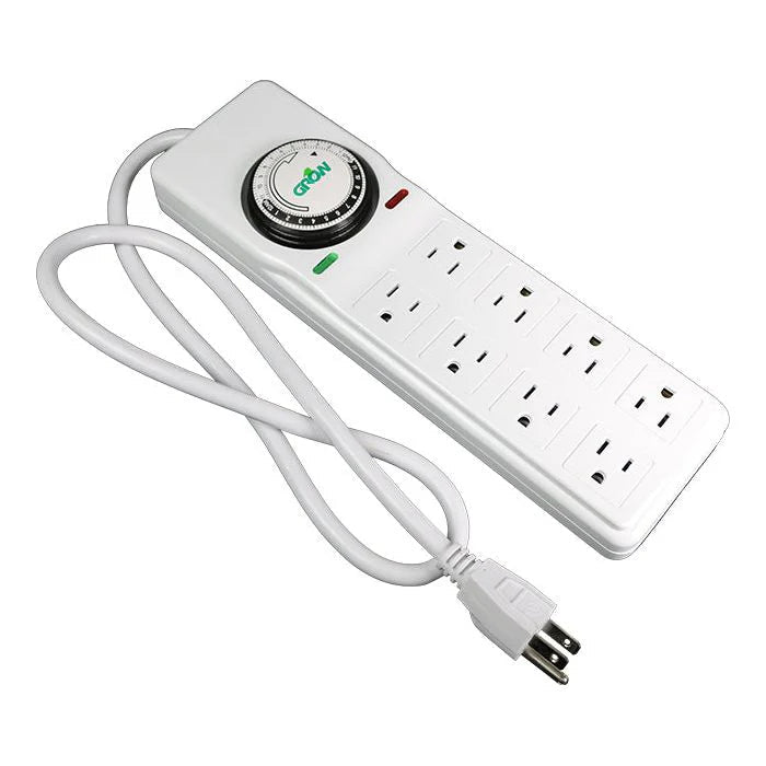 Grow1 120V 8 Way Power Strip Mechanical Timer - Green Thumb Depot