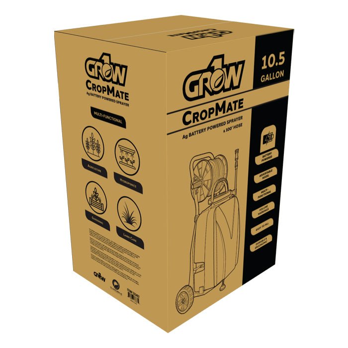GROW1 CropMate 10.5 Gallon Battery Powered Sprayer w/ Wheels - Green Thumb Depot