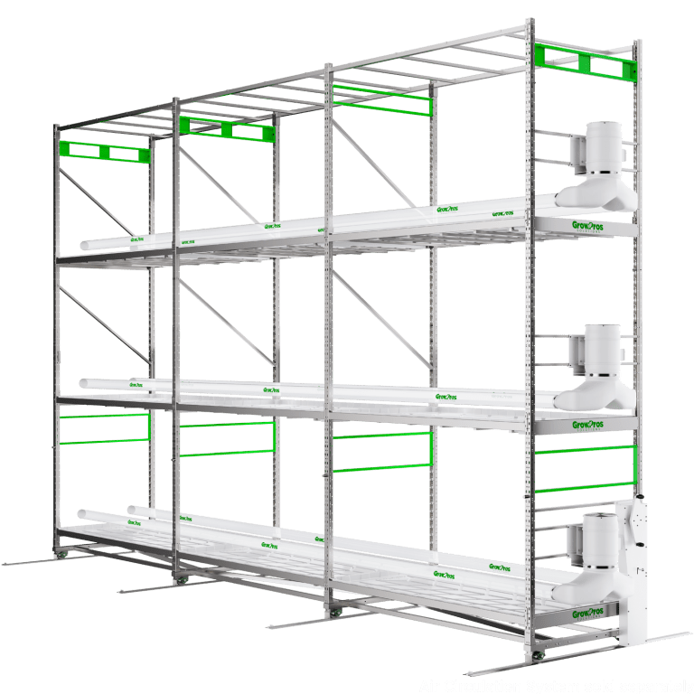 GrowPros Solutions - 3 - Tier Rolling Rack - Green Thumb Depot