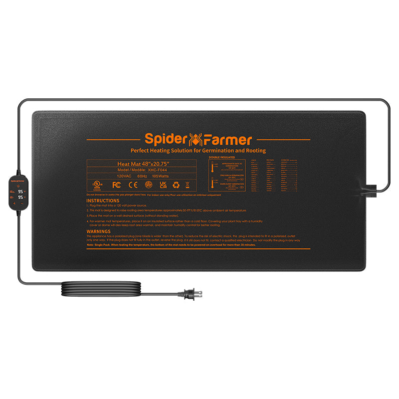 Spider Farmer® 48”X20.75” Seedling Heat Mat and Digital Thermostat for Seed Starting Propagation and Increase Germination
