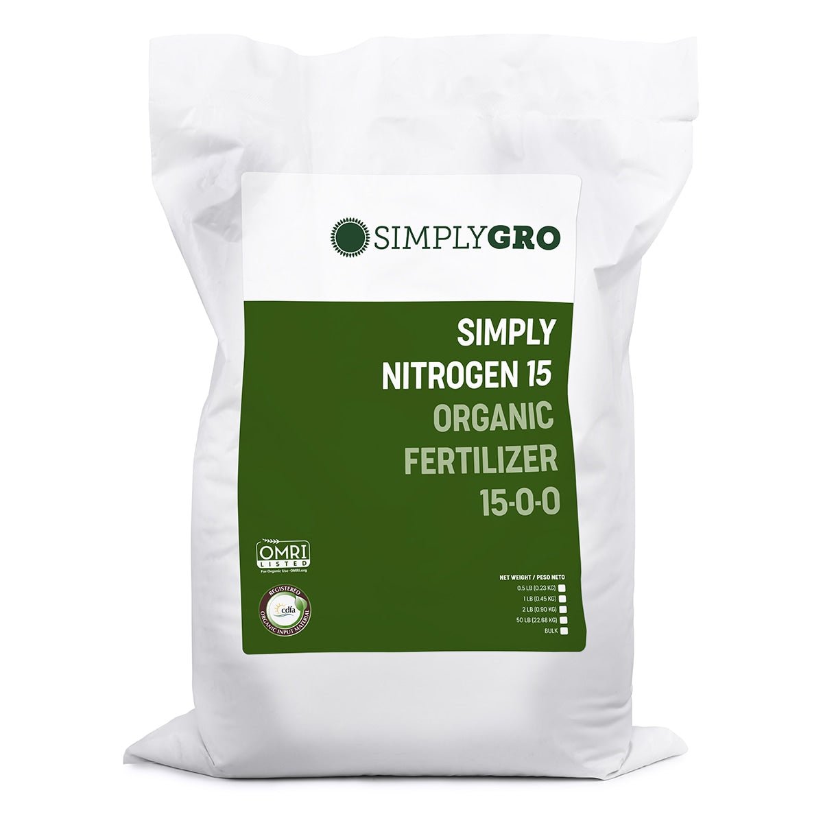 SimplyGro Simply Nitrogen 15 Organic Fertilizer 15 - 0 - 0 (50 Lbs) - Green Thumb Depot