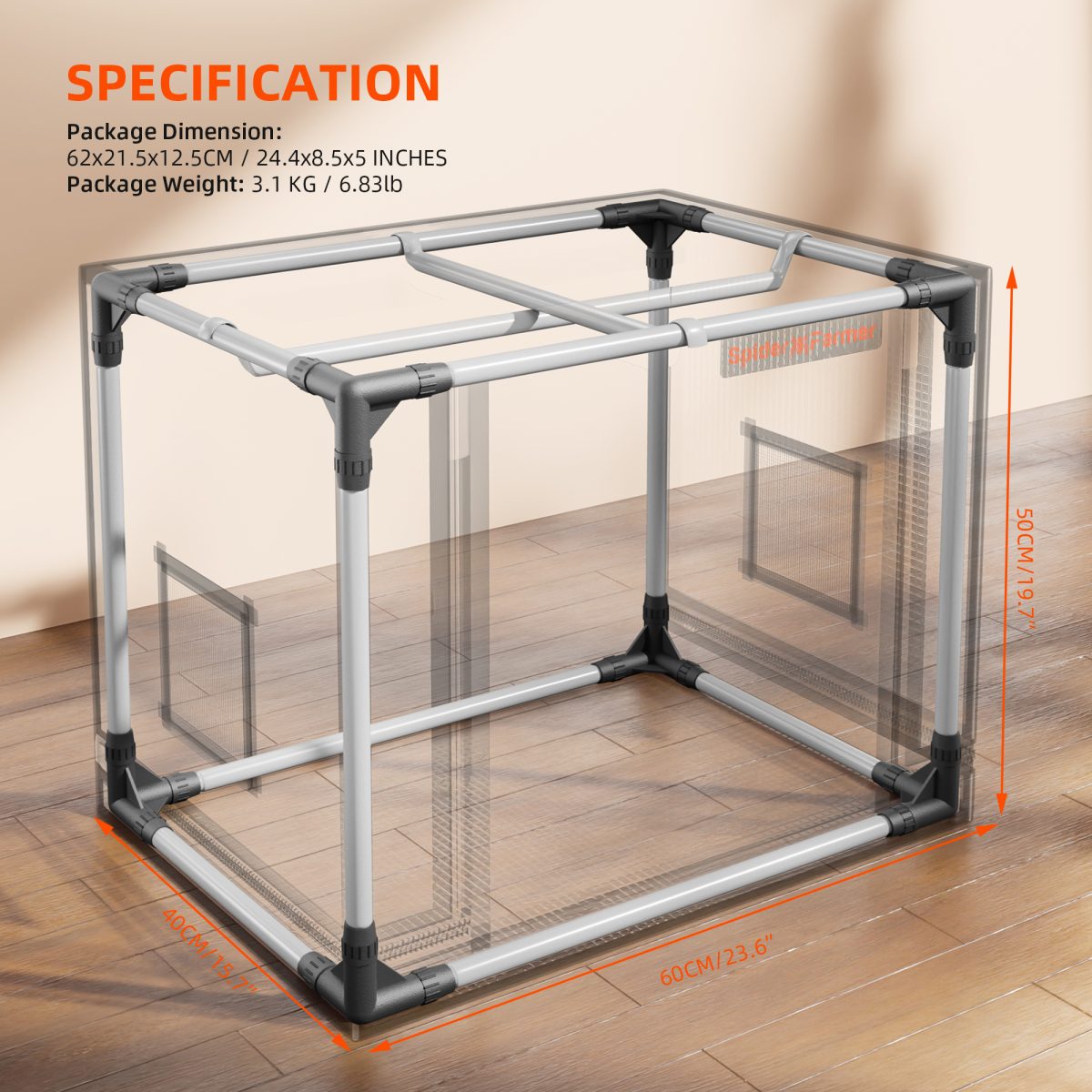 Spider Farmer 24″x16″x20″ - 60cm x 40cm x 50cm Indoor Mini Grow Tent 2000D Oxford Cloth Hydroponics Plant Cloning Growing Seedling Vegetable - Green Thumb Depot