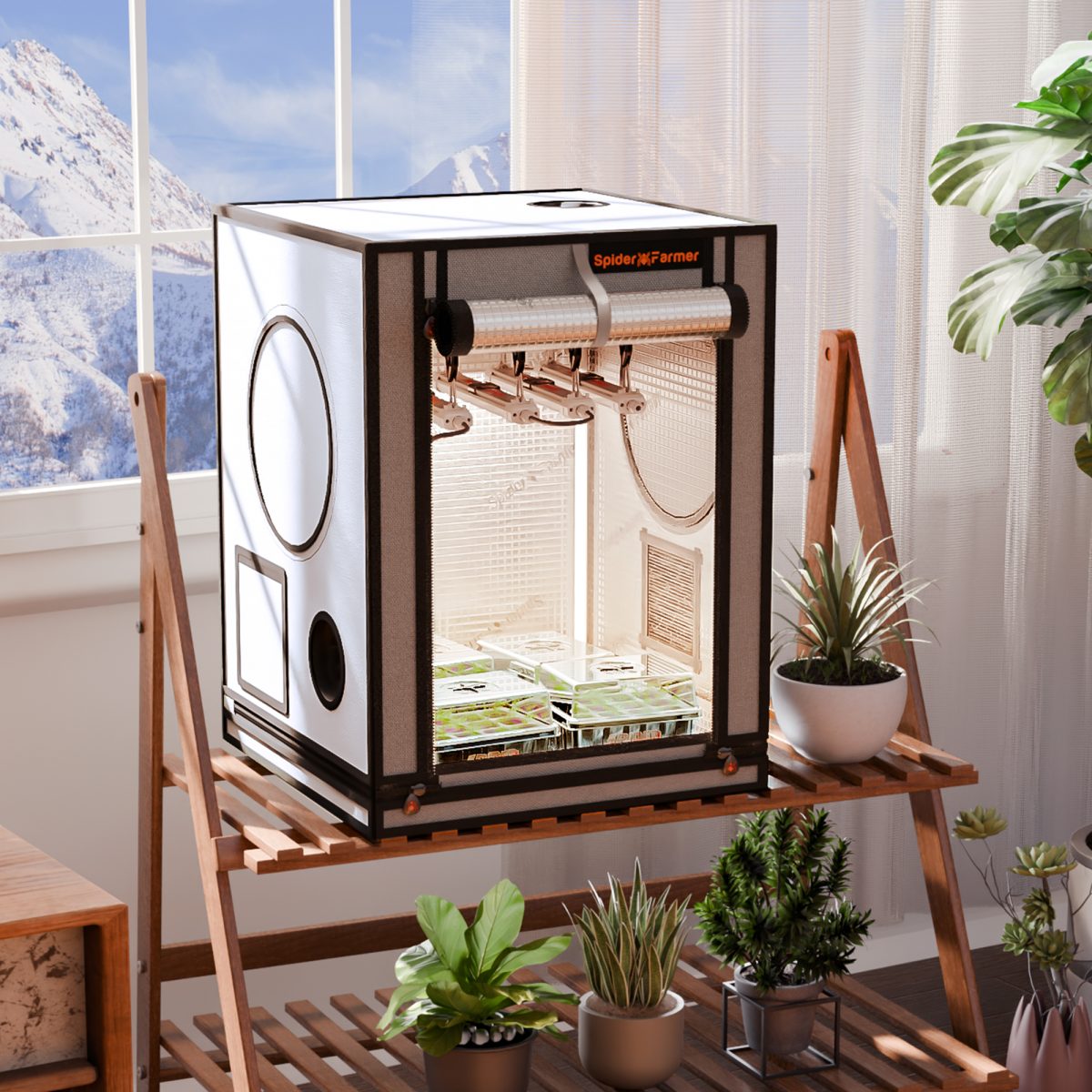 Spider Farmer 24″x24″x32″ 60cm x 60cm x 80cm Indoor Mini Grow Tent 2000D Oxford Cloth Hydroponics Plant Cloning Growing Seedling Vegetable - Green Thumb Depot