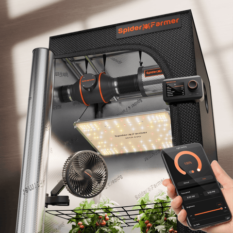 Spider Farmer 2’x2′ Complete Grow Tent Kit丨SF1000 301H EVO Full Spectrum LED Grow Light丨6” Clip Fan丨4” Ventilation System with Temperature Humidity Controller