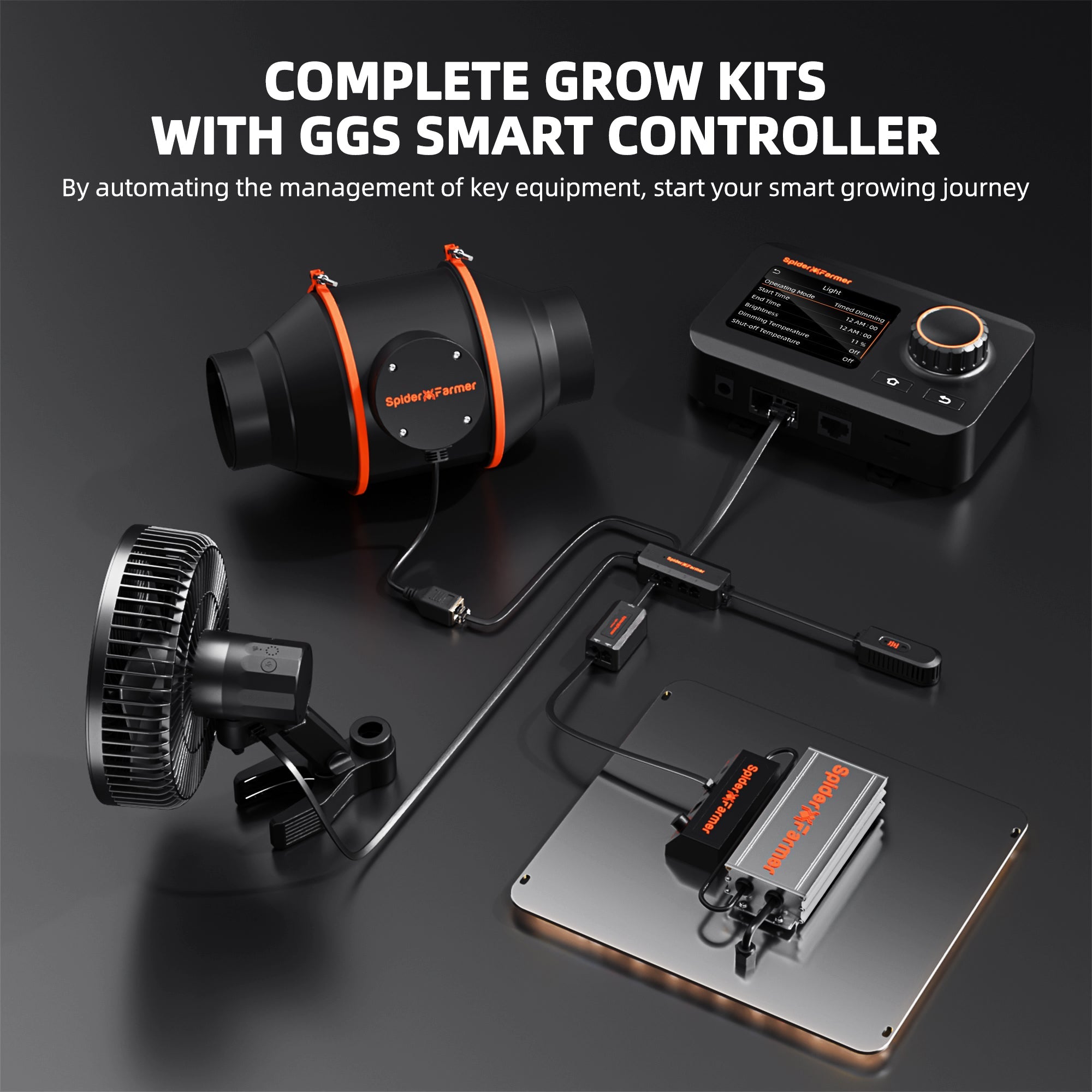 Spider Farmer 2’x2′ Complete Grow Tent Kit丨SF1000 301H EVO Full Spectrum LED Grow Light丨6” Clip Fan丨4” Ventilation System with Temperature Humidity Controller - Green Thumb Depot