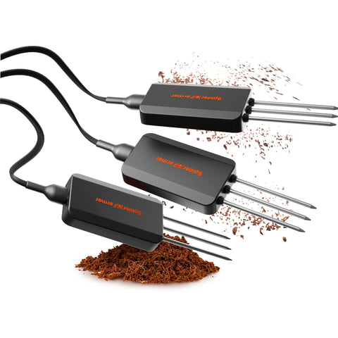 Spider Farmer 3 Pcs GGS 3-in-1 Soil Sensor Pro | Accurate Drip Irrigation Control, Substrate Type Selection, Monitoring Real-Time Soil EC, Temperature, and Moisture