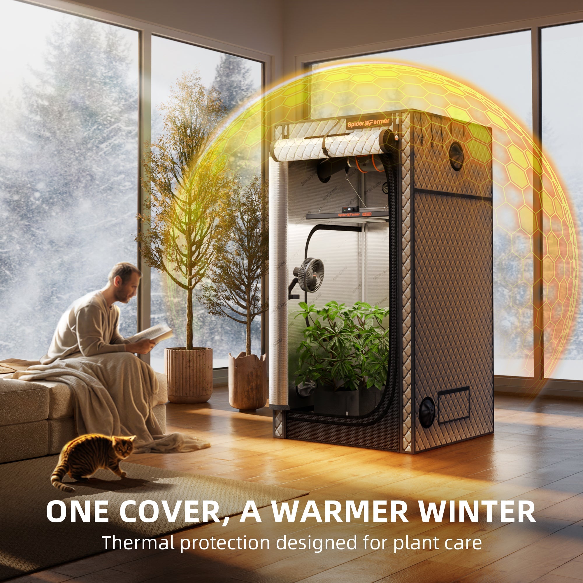 Spider Farmer 3‘x3’ Grow Tent Insulation Cover for Winter – Thermal Liner with Insulation Layer, Observation Window and Ventilation Holes, Optimized for Heat Retention and Energy Efficiency - Green Thumb Depot
