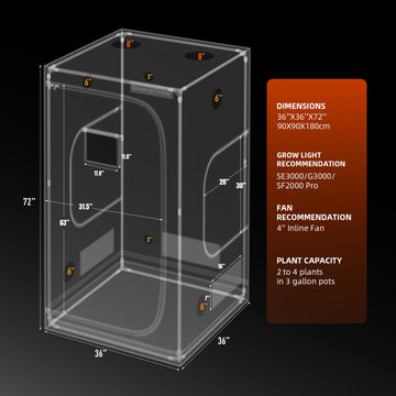 3x3x6 grow tent Spider Farmer 3'x3'x6' 90cm x 90cm x 180cm Indoor Grow Tent