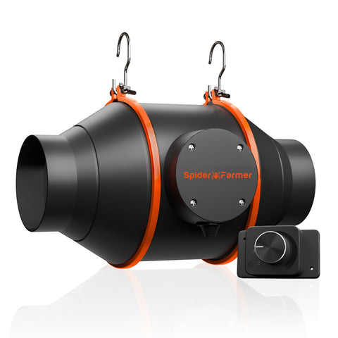 Spider Farmer 4″ Inch Inline Fan 205 CFM with Speed Controller RJ12 Port, Grow Tent Ventilation, GGS Controller Compatible