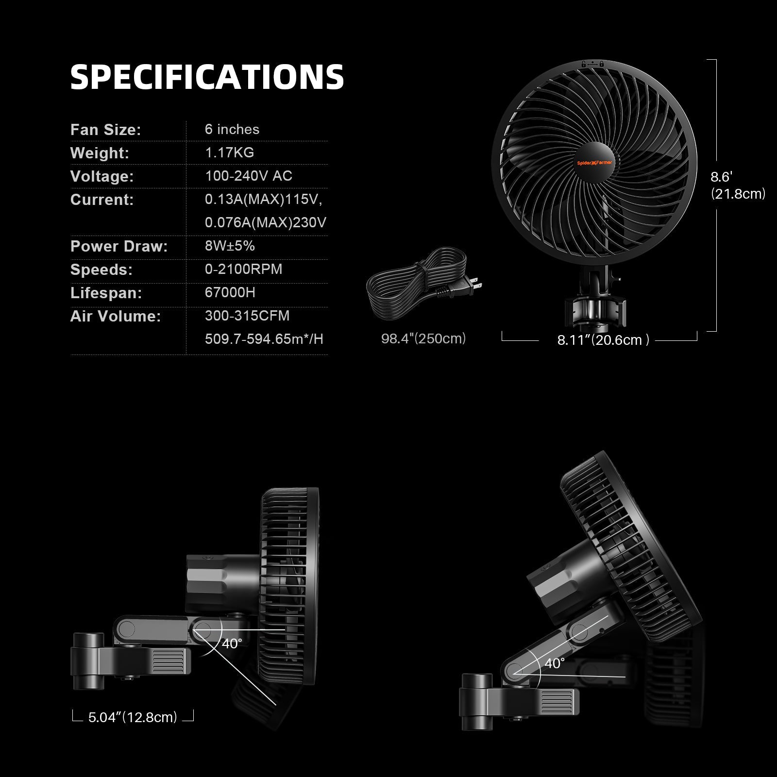 Spider Farmer 6 - inch Clip On Fan for Grow Tents - Green Thumb Depot