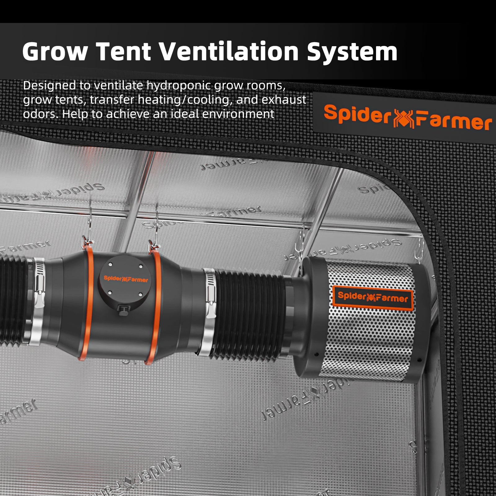 Spider Farmer 6” Inline Fan Kits 402CFM with GGS Controller Carbon Filter & Ducting Combo Grow Tent Ventilation System - Green Thumb Depot