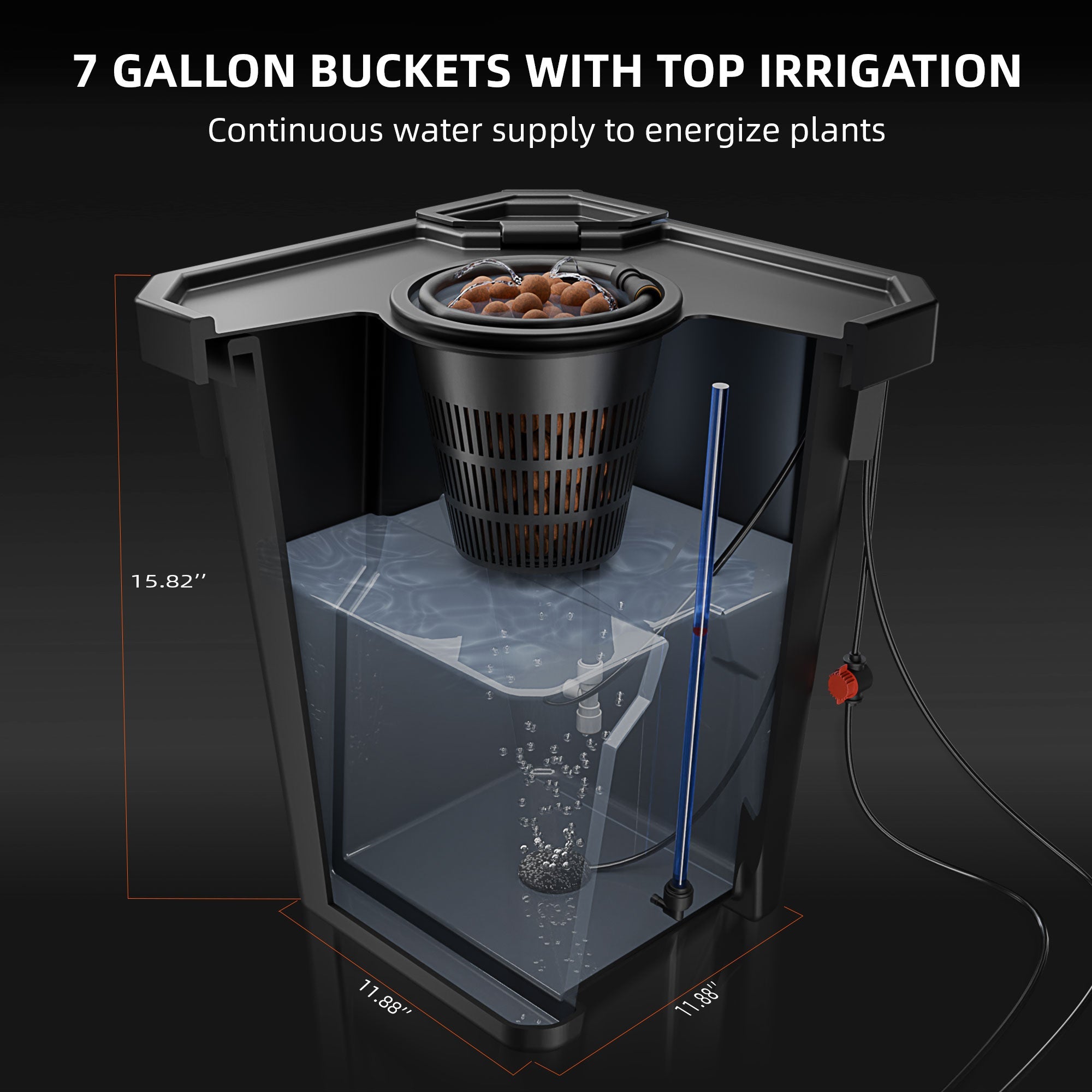 Spider Farmer DWC Hydroponics Grow System with Top Drip Kit 7 Gallon Deep Water Culture with 8W Air Pump 2 Buckets - Green Thumb Depot
