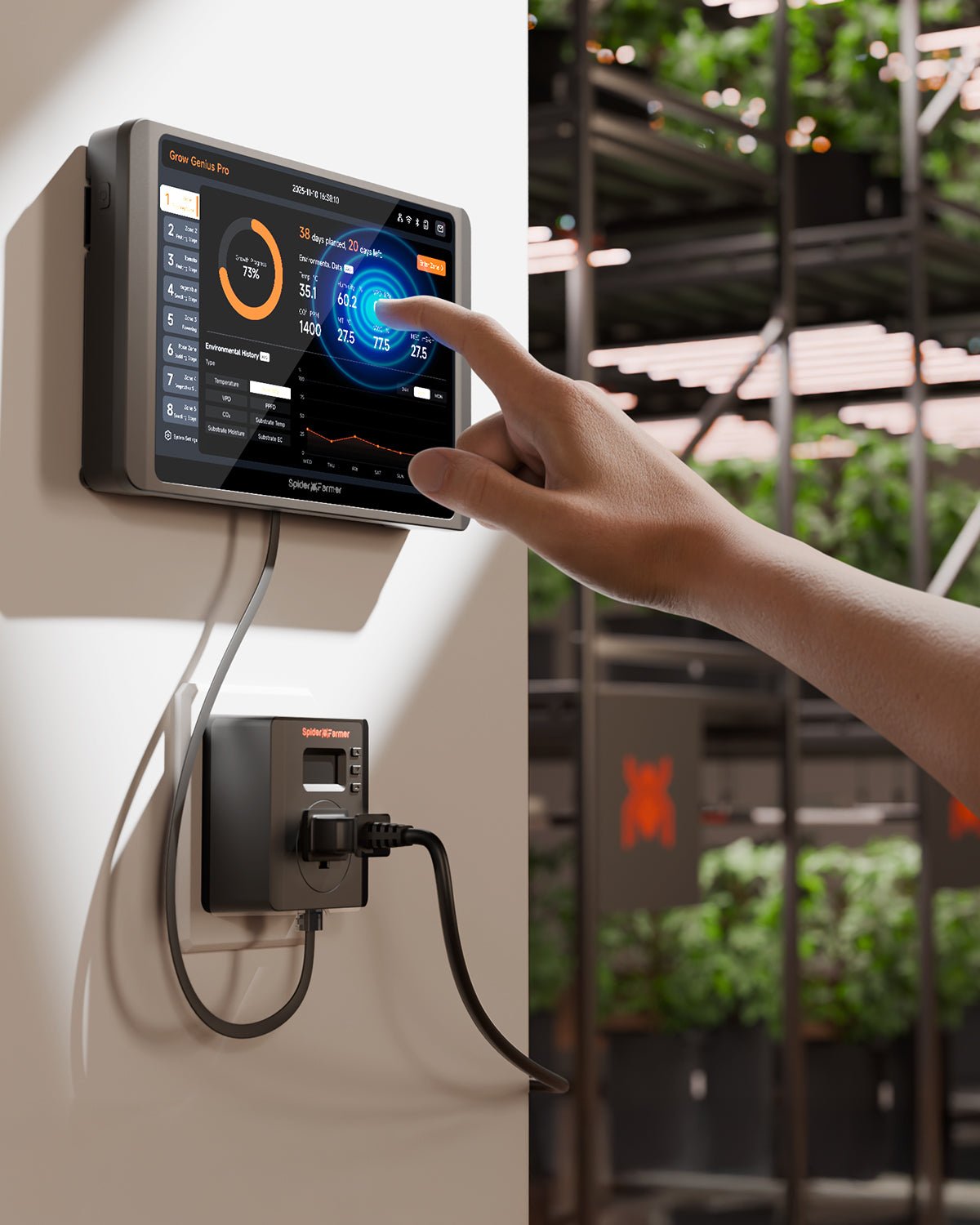 Spider Farmer GGS Pro Controller Kits | Integrated Climate Management of 8 Large - Scale Independent Grow Spaces | Ideal for Industrial & Commercial Grow planners| Temperature, Humidity, VPD Monitoring, Scheduling, Data Tracking, Bluetooth & WiFi - Green Thumb Depot