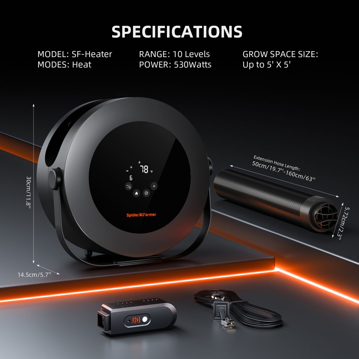 Spider Farmer Grow Tent Heater – Smart Temperature Control,10 - Level PTC Heating,Day/Night Auto Settings,24H Timer, Safe Indoor Plant Heater for Grow Rooms - Green Thumb Depot