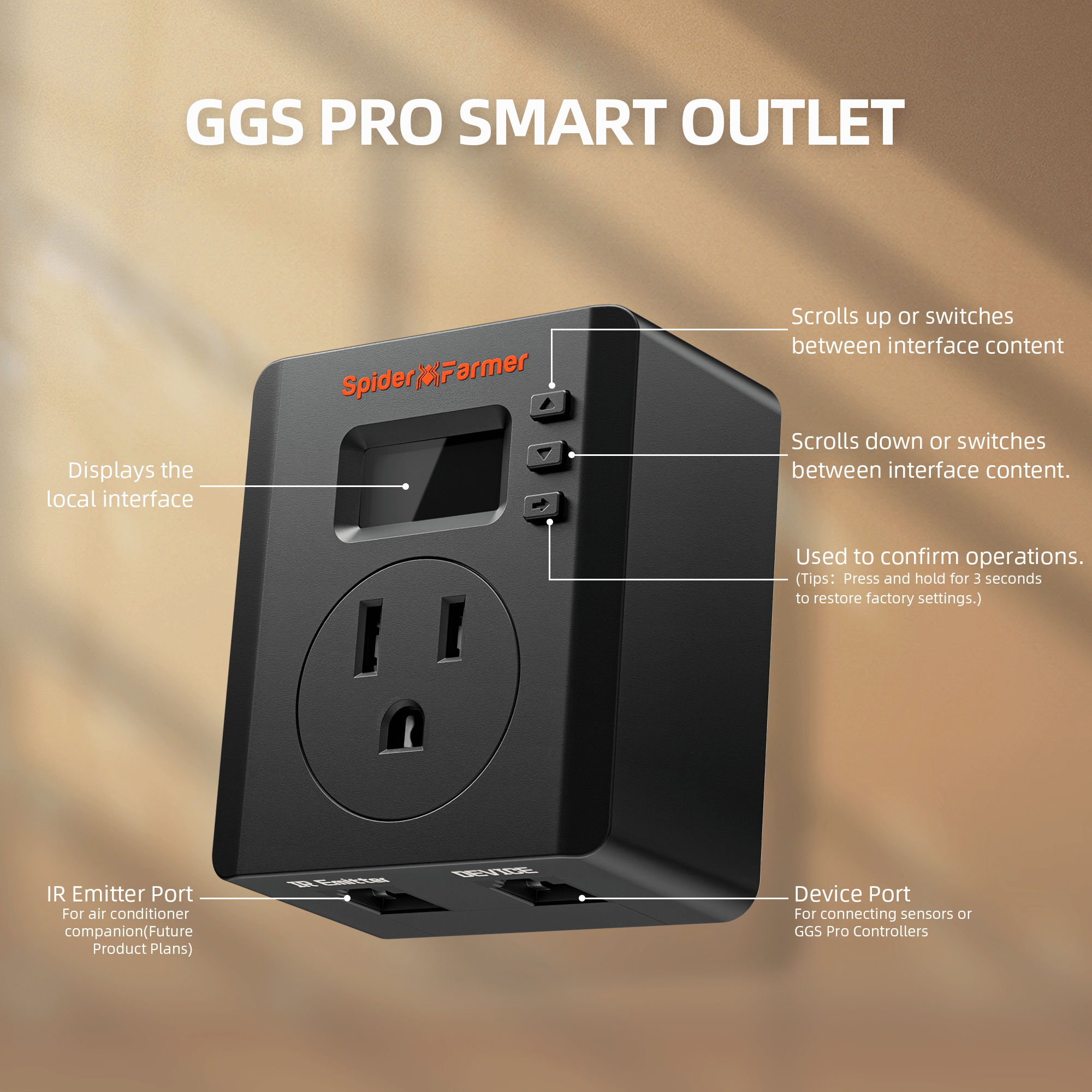 Spider Farmer S - Station | Wi - Fi & Bluetooth Smart Plug 1875W 15A for Indoor Growing, Supports Temperature & Humidity Sensor - Based Automation, Special Designed for Non - Spider Farmer Devices Connection and Smart Control via Spider Farmer APP - Green Thumb Depot