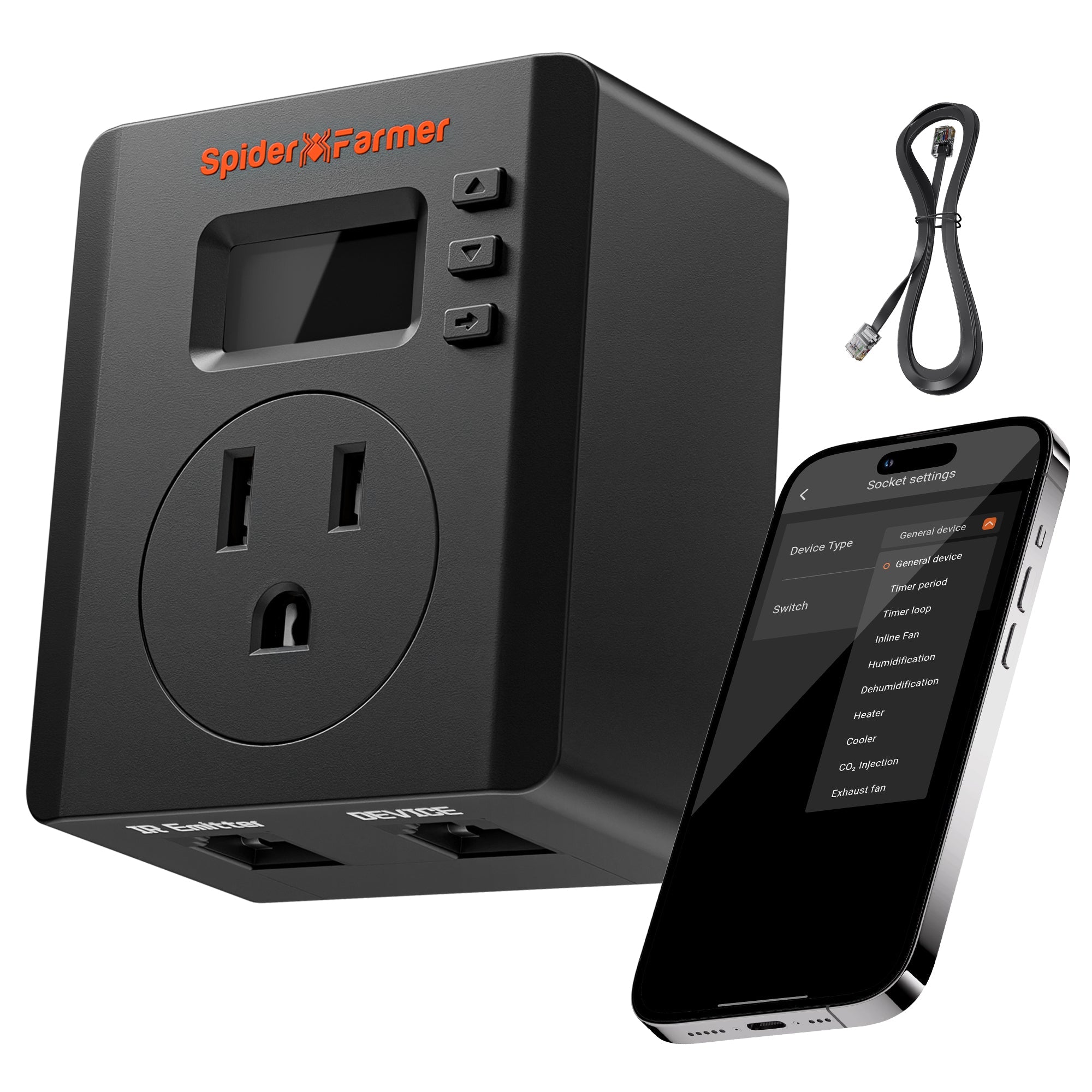 Spider Farmer S - Station | Wi - Fi & Bluetooth Smart Plug 1875W 15A for Indoor Growing, Supports Temperature & Humidity Sensor - Based Automation, Special Designed for Non - Spider Farmer Devices Connection and Smart Control via Spider Farmer APP - Green Thumb Depot