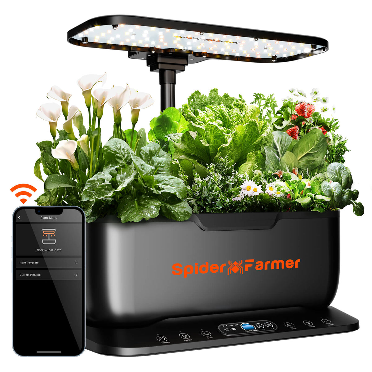 Spider Farmer SmartG12 Hydroponic Gardening System Kit, APP & Wifi Con ...