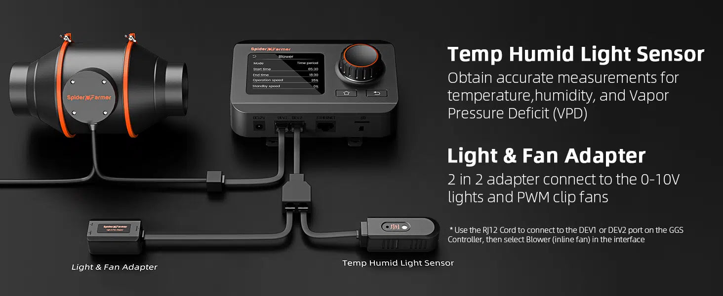 Spider Farmer®6″ Inline Fan with GGS Controller 402 CFM Ventilation System for Grow Tents - Green Thumb Depot