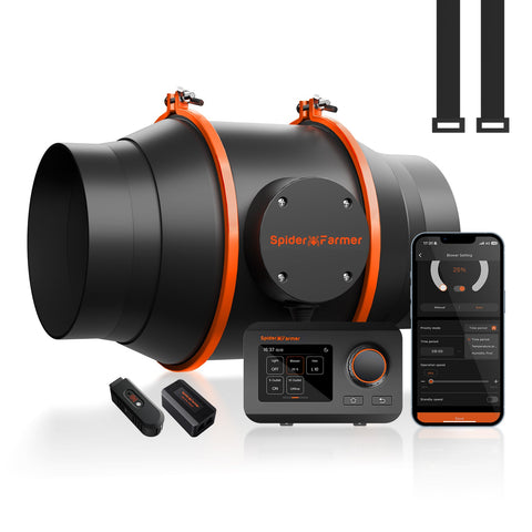 Spider Farmer®6″ Inline Fan with GGS Controller 402 CFM Ventilation System for Grow Tents