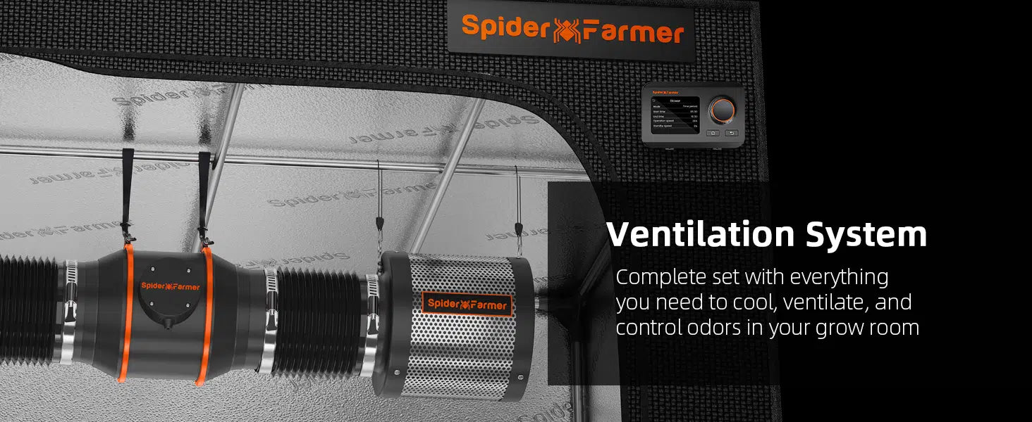 Spider Farmer®6″ Inline Fan with GGS Controller 402 CFM Ventilation System for Grow Tents - Green Thumb Depot