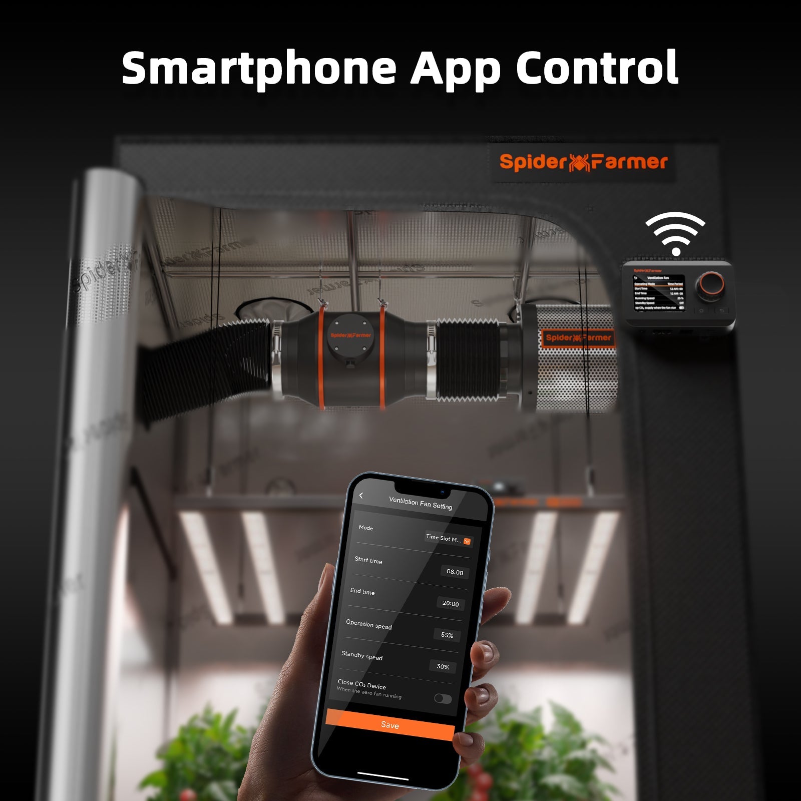 Spider Farmer®6″ Inline Fan with GGS Controller 402 CFM Ventilation System for Grow Tents - Green Thumb Depot