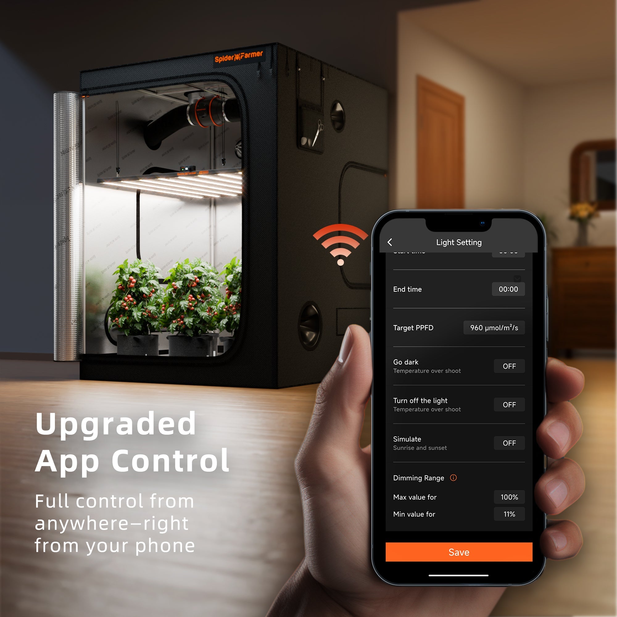 Spider Farmer®SE1000W LED Grow Light Bluetooth & WiFi Smart APP Control Dimmable Commercial Vertical Farming - Green Thumb Depot
