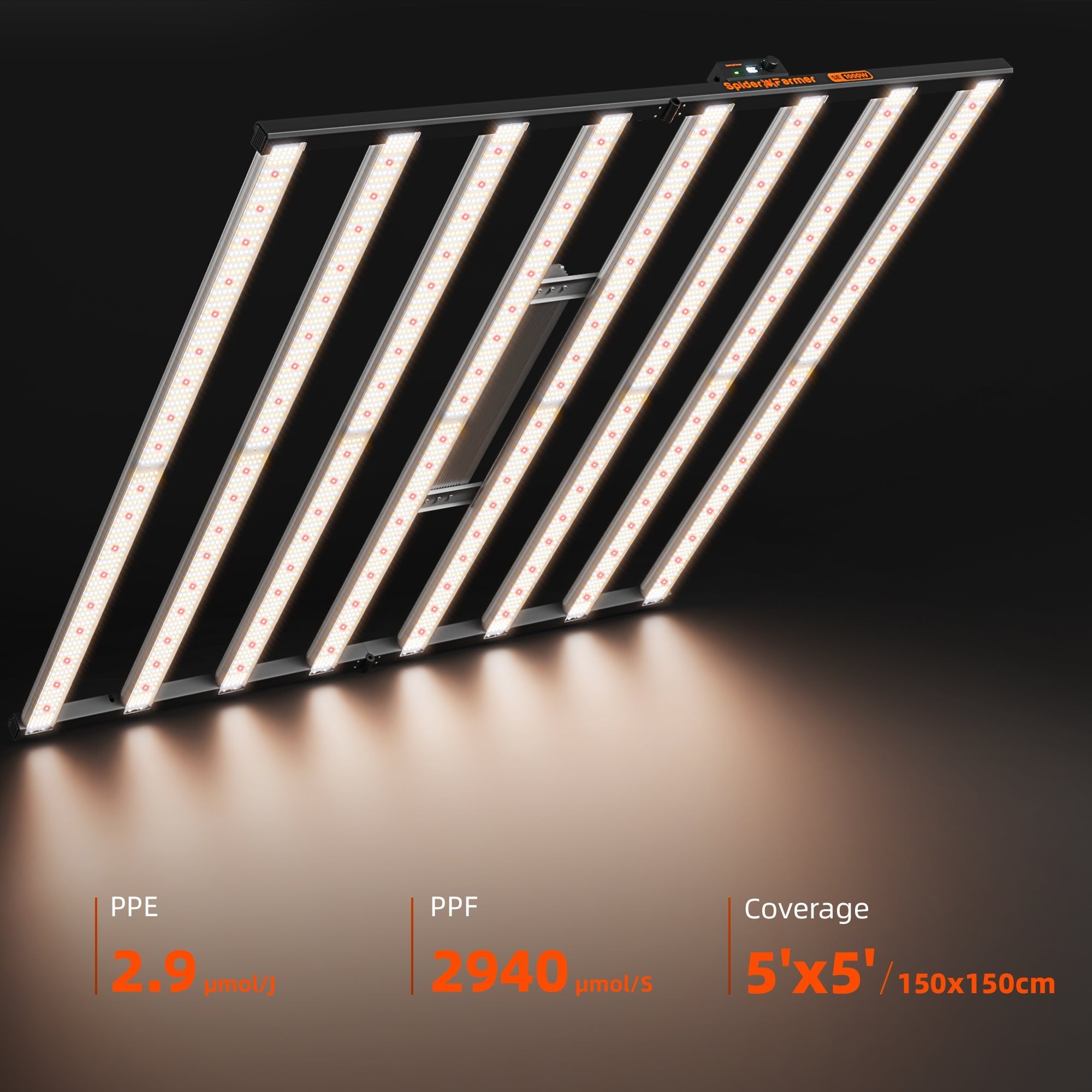 Spider Farmer®SE1000W LED Grow Light Bluetooth & WiFi Smart APP Control Dimmable Commercial Vertical Farming - Green Thumb Depot