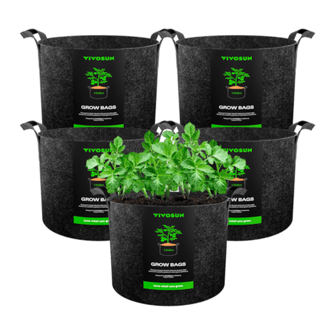 Vivosun 1 Gallon Grow Bags 5-Pack Black Thickened Nonwoven Fabric Pots with Handles