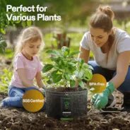 Vivosun 10 Gallon Grow Bags 5 - Pack Black Thickened Nonwoven Fabric Pots with Handles, Multi - Purpose Rings - Green Thumb Depot