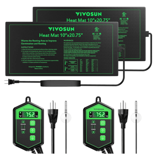 Vivosun 10" x 20.75" Seedling Heat Mat and Digital Thermostat Combo Set MET Standard, 2 Pack - Green Thumb Depot