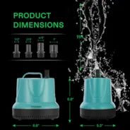 Vivosun 1150GPH 100W Submersible Pump for Fish Tank, Pond, Aquarium, Hydroponic Systems with 5ft Power Cord and 4 Nozzles - Green Thumb Depot