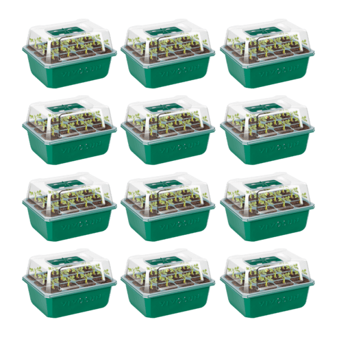 Vivosun 12 - Pack Seed Starter Trays, 144 - Cell Seed Starter Kit with Humidity Dome - Green Thumb Depot
