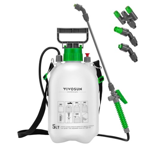 Vivosun 1.3 Gallon Pressure Sprayer 3 Water Nozzles with Adjustable Shoulder Strap - Green Thumb Depot