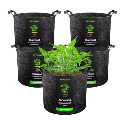 Vivosun 2 Gallon Grow Bags 5-Pack Black Thickened Nonwoven Fabric Pots with Handles