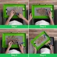 Vivosun 2 - in - 1 Trimming Tray 20" x 13", with 150 Micron Mesh Sifter, Bottom Harvest Bin, Brush and Magnifying Card, Green - Green Thumb Depot