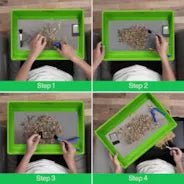 Vivosun 2 - in - 1 Trimming Tray, 4.1" Deep , with 150 Micron Mesh Sifter, Bottom Harvest Bin, Brush and Magnifying Card, Green - Green Thumb Depot