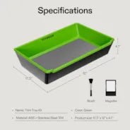 Vivosun 2 - in - 1 Trimming Tray, 4.1" Deep , with 150 Micron Mesh Sifter, Bottom Harvest Bin, Brush and Magnifying Card, Green - Green Thumb Depot