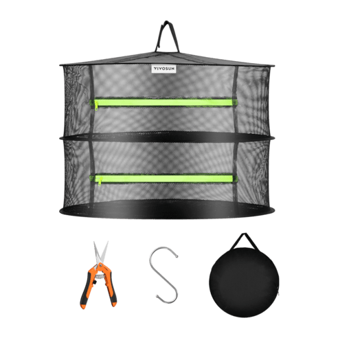 Vivosun 2 - Layer Mesh Drying Rack Hanging Design with Green Zippers - Green Thumb Depot